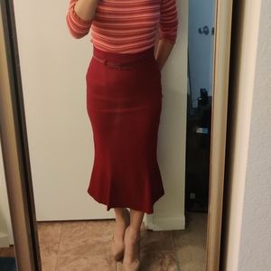 Black Halo sample midi skirt red waist 26